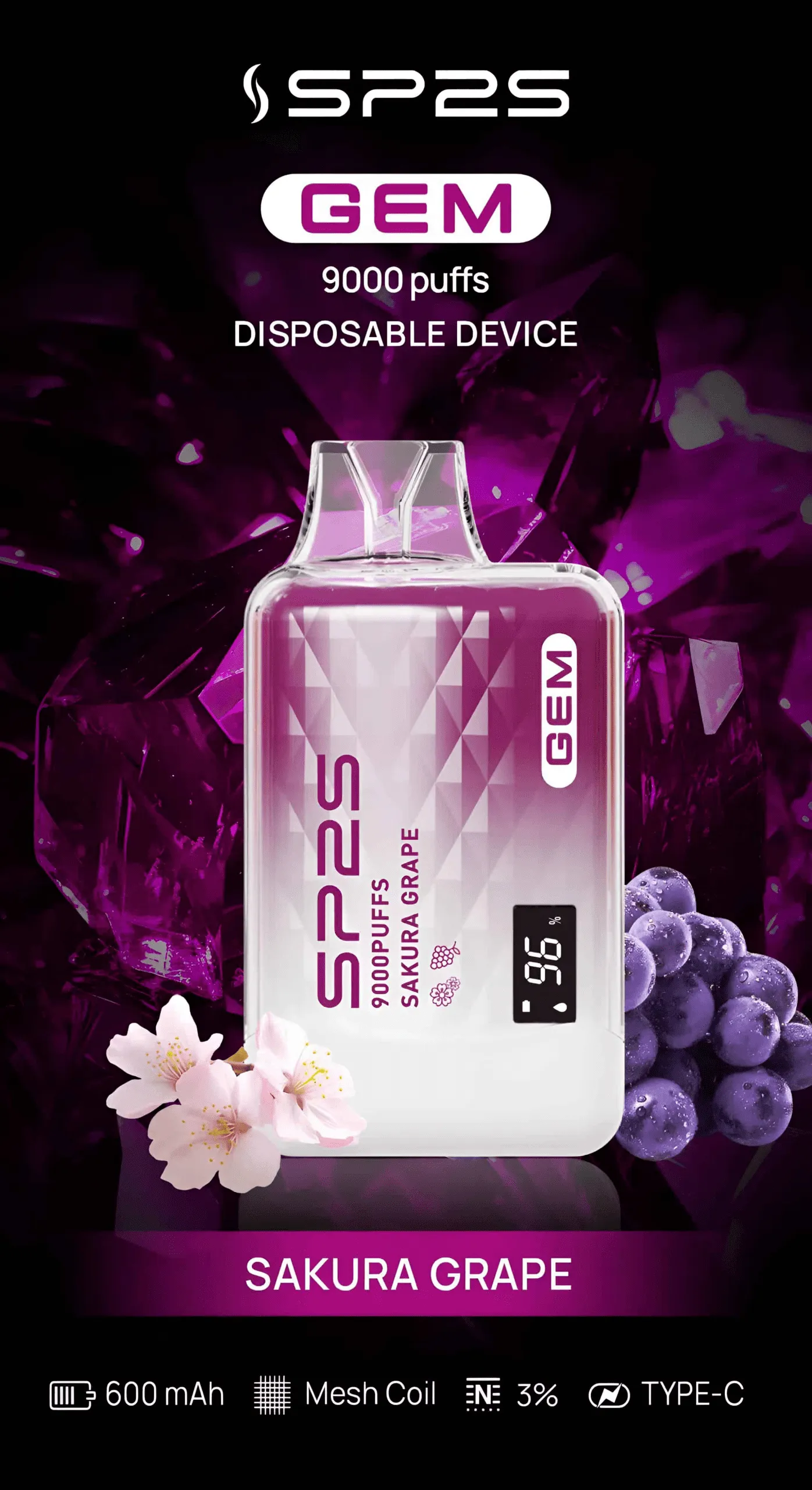 SP2S思博瑞 GEM 拋棄式電子煙 9000口